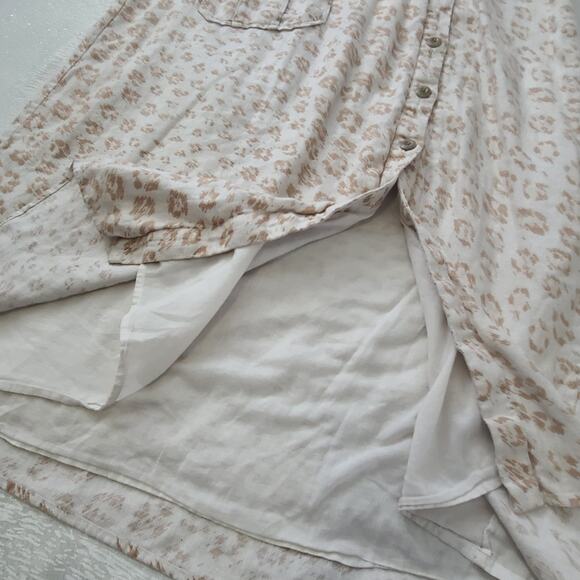 Joie Coady 100% Linen midi Dress Cheetah beigeSize XL Resort Wear quiet Luxury - Picture 6 of 9
